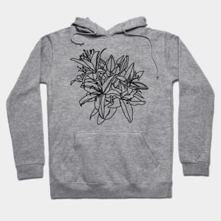 Stargazer Lily Flowers Line Drawing Hoodie